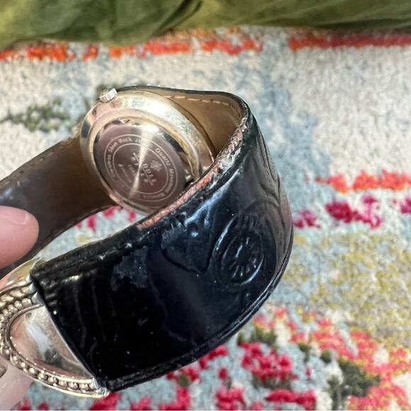 Saddle River Women's Tooled Leather & Silver Cuff Watch - Picture 5 of 7